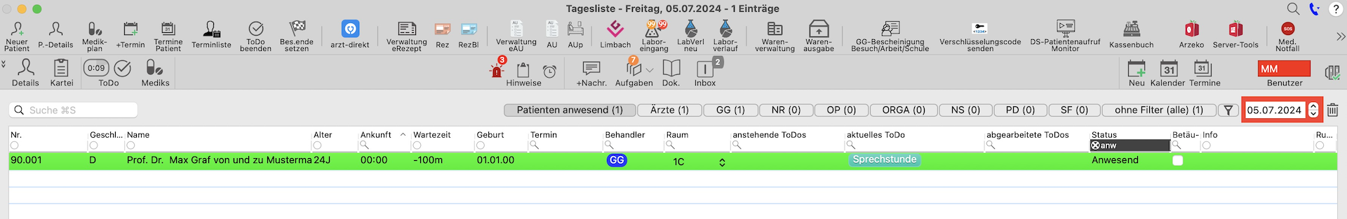tomedo-tagesliste-patientenaufruf